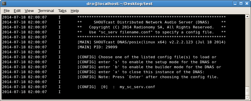 Prompt for Configuration File