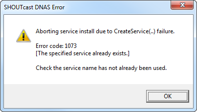 Example Error Registering as a Service
